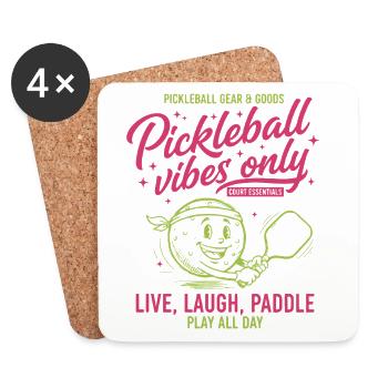 Pickleball Vibes Only Funny Player Love Pickleball - Coasters (set of 4) - white - Front
