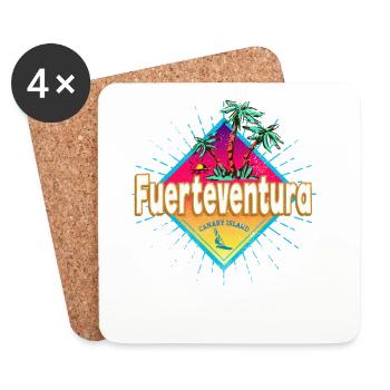 Souvenir des Îles Canaries surfeurs de Fuerteventura - Dessous de verre (lot de 4) - blanc - Devant