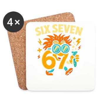 Six Seven 67 Idée de cadeau pour nerds sur l’humour scientifique - Dessous de verre (lot de 4) - blanc - Devant