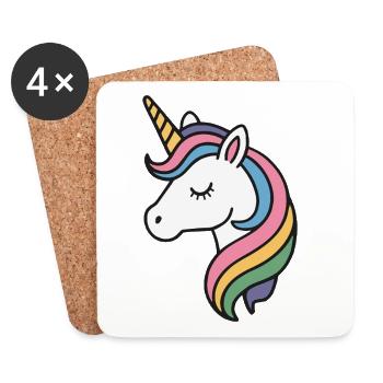Einhorn Mädchen - Untersetzer (4er-Set) - Weiß - Vorne