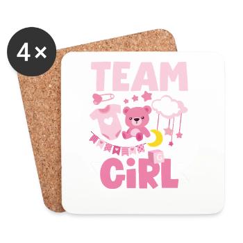 Team Girl Baby Shower Pink Gender Reveal - Coasters (set of 4) - white - Front