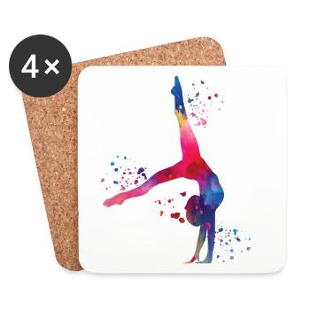 Gymnast with clubs rhythmic gymnastics - Coasters (set of 4) - white - Front