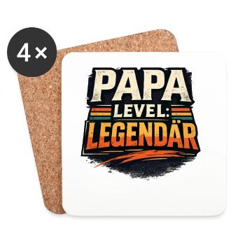 Papa Level Legendary Vintage Retro Statement - Coasters (set of 4) - white - Front