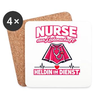 Nurse aus Leidenschaft Heldin im Dienst - Untersetzer (4er-Set) - Weiß - Vorne