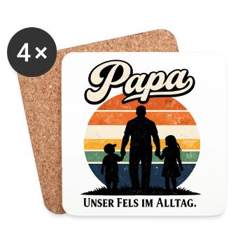 Papa unser Fels im Alltag Familien Motiv - Untersetzer (4er-Set) - Weiß - Vorne
