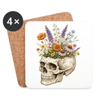 Skelett Blume Natur Floral Gothic Fairycore - Untersetzer (4er-Set) - Weiß - Vorne