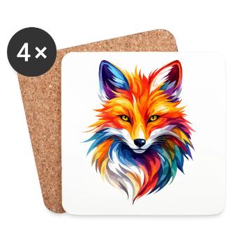 Colorful Fox Polygon Design – Moderne Fuchs Kunst - Untersetzer (4er-Set) - Weiß - Vorne