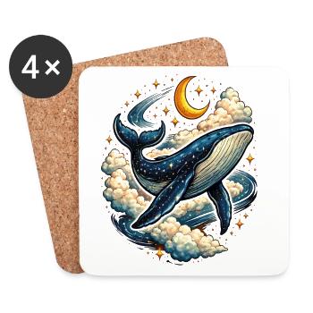 Baleine Céleste dans les Nuages - Dessous de verre (lot de 4) - blanc - Devant