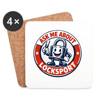 Ask me about Locksport | Lockpicking Humor - Coasters (set of 4) - white - Front