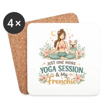 Séance de yoga avec mon bouledogue français Frenchie - Dessous de verre (lot de 4) - blanc - Devant