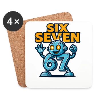 Six Seven 67 Robot Robot Brainrot italien Humour - Dessous de verre (lot de 4) - blanc - Devant