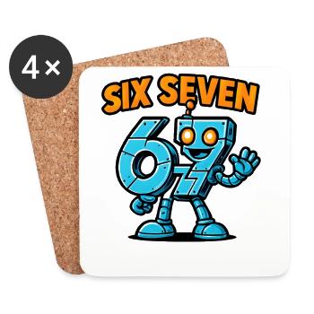 Six Seven 67 Robot Robot Brainrot italien Humour - Dessous de verre (lot de 4) - blanc - Devant