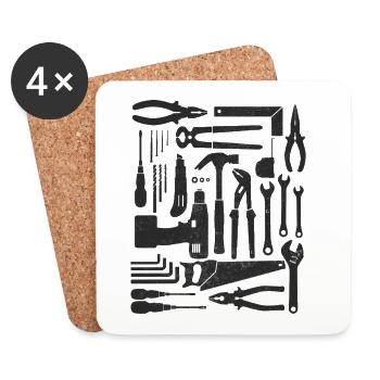 Ensemble d’outils DIY Craftsman Vintage - Dessous de verre (lot de 4) - blanc - Devant