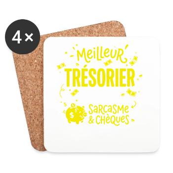 Humour Métier Meilleur Trésorier - Dessous de verre (lot de 4) - blanc - Devant