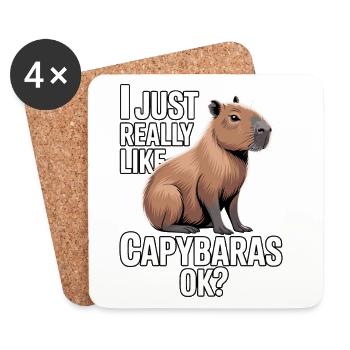 Capybara, I just really like capybaras - Untersetzer (4er-Set) - Weiß - Vorne