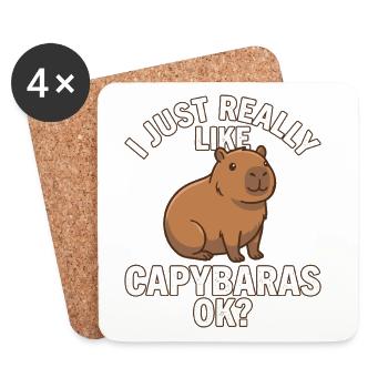 Capybara, j’aime vraiment les capybaras - Dessous de verre (lot de 4) - blanc - Devant