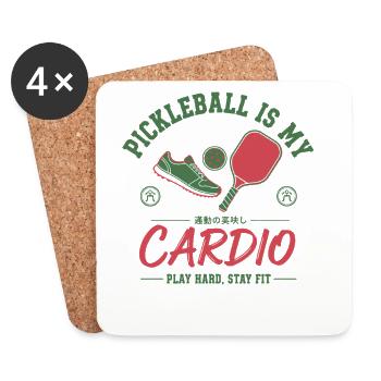 Pickleball ist mein Cardio-Witzbold Pickle Ball - Untersetzer (4er-Set) - Weiß - Vorne