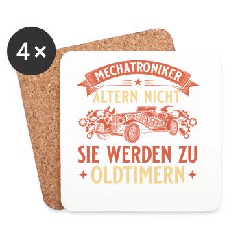 Mechatroniker Altern Nicht - Oldtimer Geschenk - Untersetzer (4er-Set) - Weiß - Vorne