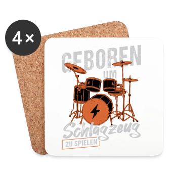 Geboren zum Schlagzeugspielen / Drummer - Untersetzer (4er-Set) - Weiß - Vorne