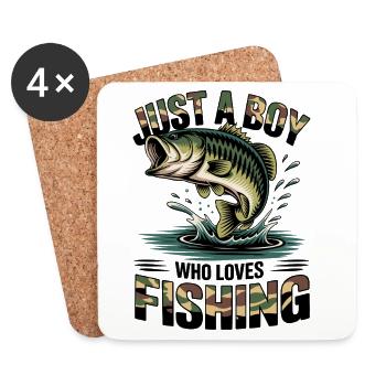 Fishing Angler Boy Fishing Fishing Saying Kids - Coasters (set of 4) - white - Front