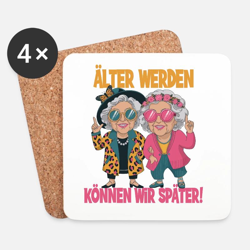  Älter Werden Können Wir Später Lustiger Oma - Untersetzer (4er-Set) - Weiß