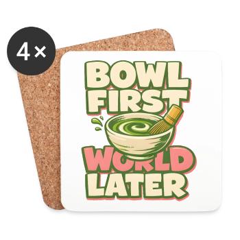 Erst Matcha, dann Welt | Tee Humor - Untersetzer (4er-Set) - Weiß - Vorne