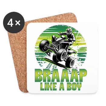 Quad ATV Garçons Hommes Quad Wheeler - Dessous de verre (lot de 4) - blanc - Devant