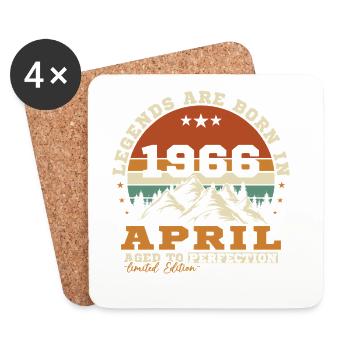 April 1966 Vintage-Geburtstagsgeschenk - Untersetzer (4er-Set) - Weiß - Vorne