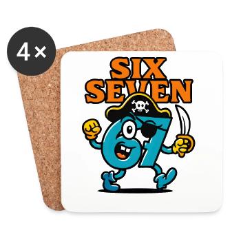 Six Sept 67 Pirate Italian Brainrot Humour Drôle - Dessous de verre (lot de 4) - blanc - Devant