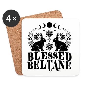 Beltane Blessings May Day Pagan Rabbit Bunny - Coasters (set of 4) - white - Front