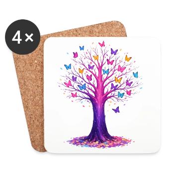 Butterflies Tree Nature Butterfly Lover - Coasters (set of 4) - white - Front