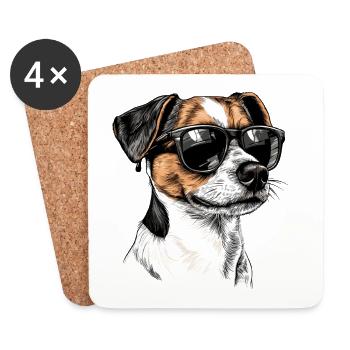 Lunettes de soleil Portrait de chien Jack Russel Terrier - Dessous de verre (lot de 4) - blanc - Devant