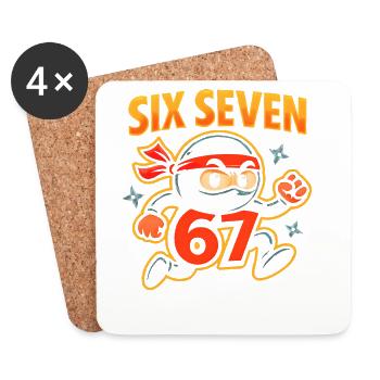 Six Seven 67 Italian Brainrot Ninja Humour Drôle - Dessous de verre (lot de 4) - blanc - Devant
