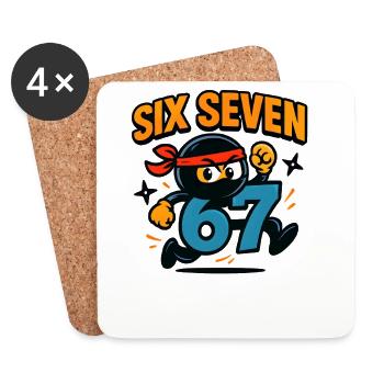 Six Seven 67 Italian Brainrot Ninja Humour Drôle - Dessous de verre (lot de 4) - blanc - Devant