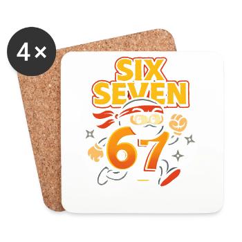 Six Seven 67 Italian Brainrot Ninja Humour Drôle - Dessous de verre (lot de 4) - blanc - Devant