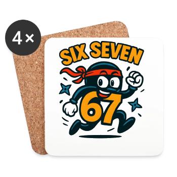 Six Seven 67 Italian Brainrot Ninja Humour Drôle - Dessous de verre (lot de 4) - blanc - Devant