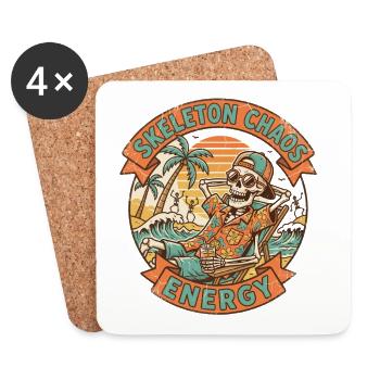 Squelette Chaos Energy Retro Graphique de plage - Dessous de verre (lot de 4) - blanc - Devant