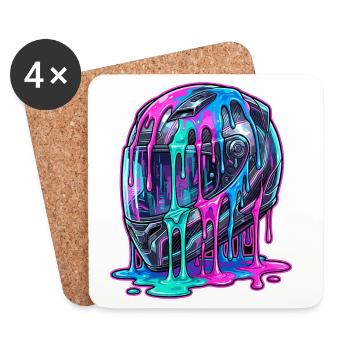 Abstract helmet with color flow - Coasters (set of 4) - white - Front