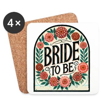 Bride To Be Floral Sign - Coasters (set of 4) - white - Front