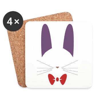 Chat Jiji noir mignon avec nœud papillon rouge - Dessous de verre (lot de 4) - blanc - Devant