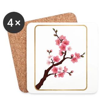 Mahjong-Blumenfliese 4 - Untersetzer (4er-Set) - Weiß - Vorne