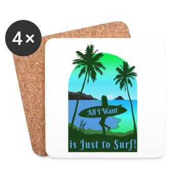 All I Want is Just to Surf Surfen Strand - Untersetzer (4er-Set) - Weiß - Vorne