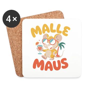 Mallemaus JGA Frauen Mallorca Fan Party Malle Maus - Untersetzer (4er-Set) - Weiß - Vorne