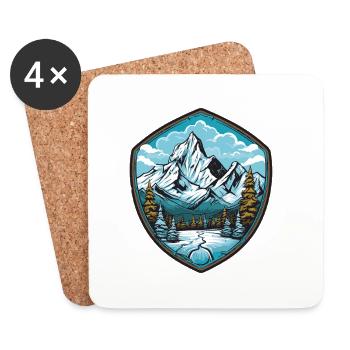 Bergsee Shield Berglandschaft Wald - Untersetzer (4er-Set) - Weiß - Vorne
