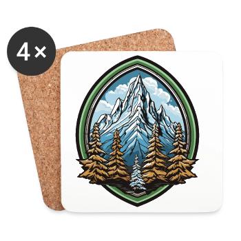 Forêt de montagne dans l’arc montagneux - Dessous de verre (lot de 4) - blanc - Devant