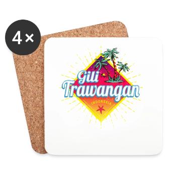 Gili Trawangan Retro Island Indonésie Souvenir - Dessous de verre (lot de 4) - blanc - Devant
