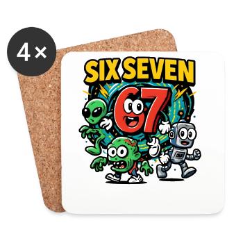 Six Seven 67 Italian Brainrot Nerd Humour Drôle - Dessous de verre (lot de 4) - blanc - Devant