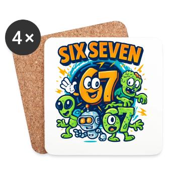 Six Seven 67 Italian Brainrot Nerd Humour Drôle - Dessous de verre (lot de 4) - blanc - Devant