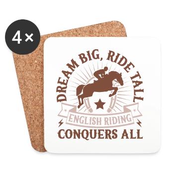 Hobby Horse Rider RIde Conquers all English Riding - Coasters (set of 4) - white - Front
