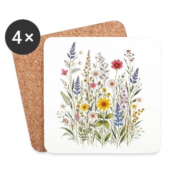 Fleurs sauvages Fleurs Fleurs Jardin botanique naturel - Dessous de verre (lot de 4) - blanc - Devant